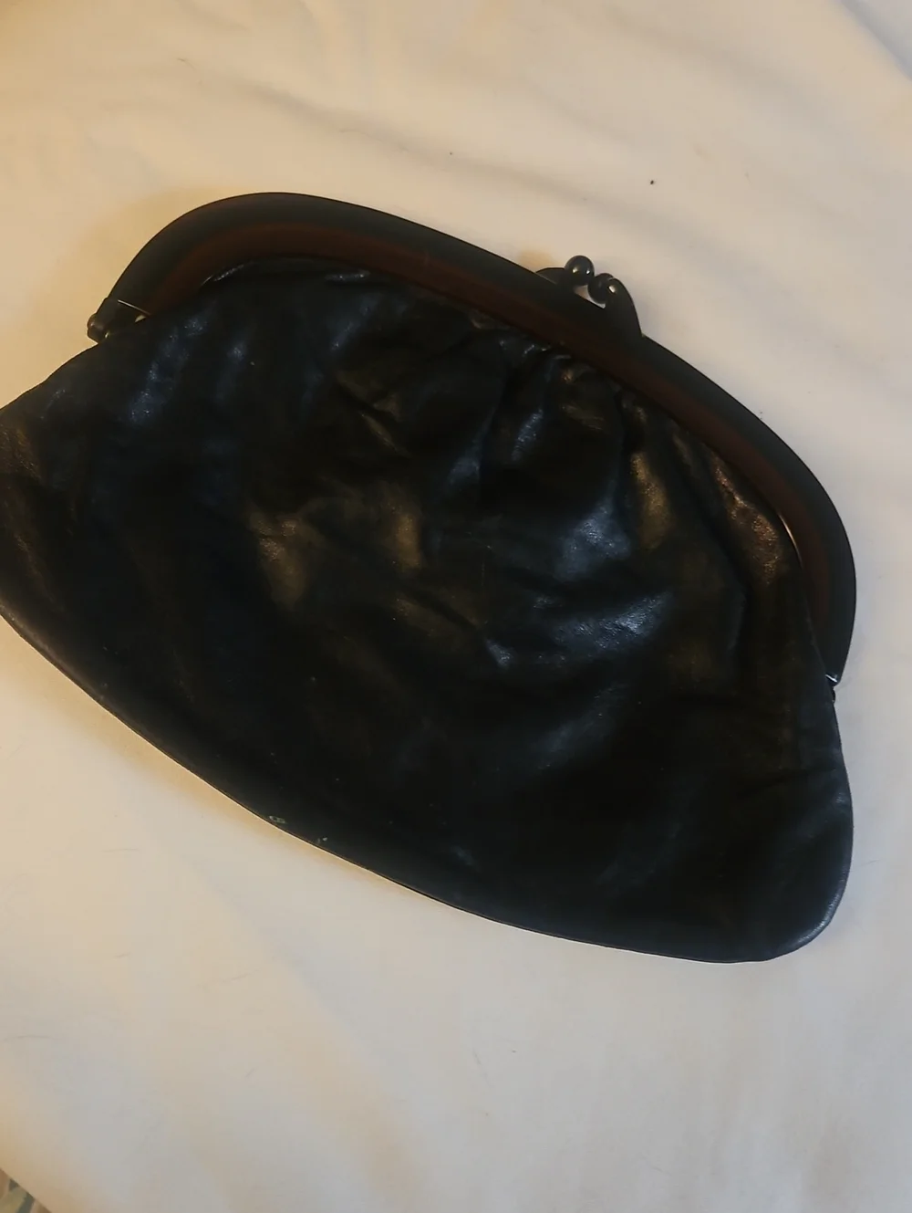 Itatian Made Black Vintage Kiss-Lock Clutch Bag